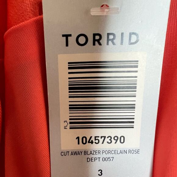 Torrid Cut Away Blazer 3X Womens Porcelain Rose Open Work Office Chic Plus Size - Picture 12 of 12